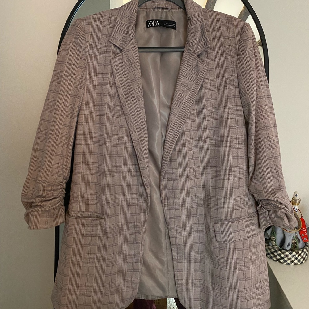 Zara faux suede plaid blazer